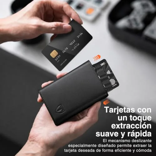 TENBST ▫️ Carteiras para Homem Carteira Slim para Homem com Porta-moedas e Proteção RFID, Porta-cartões de luxo para homem em pele com 8 compartimentos para cartões, Presente para homem 4