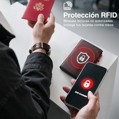 TENBST ▫️ Carteiras para Homem Carteira Slim para Homem com Porta-moedas e Proteção RFID, Porta-cartões de luxo para homem em pele com 8 compartimentos para cartões, Presente para homem 6