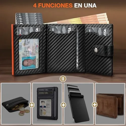 TENBST ▫️ Carteiras para Homem - Porta-cartões para homem com porta-moedas e bloqueio RFID 2