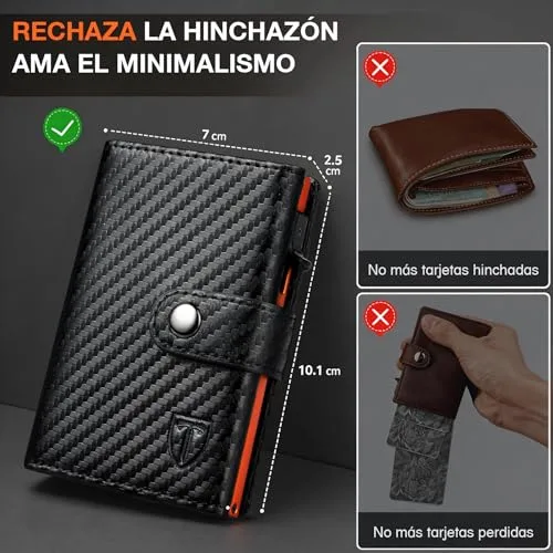 TENBST ▫️ Carteiras para Homem - Porta-cartões para homem com porta-moedas e bloqueio RFID 3
