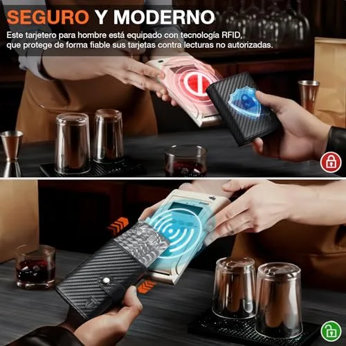 TENBST ▫️ Carteiras para Homem - Porta-cartões para homem com porta-moedas e bloqueio RFID 4