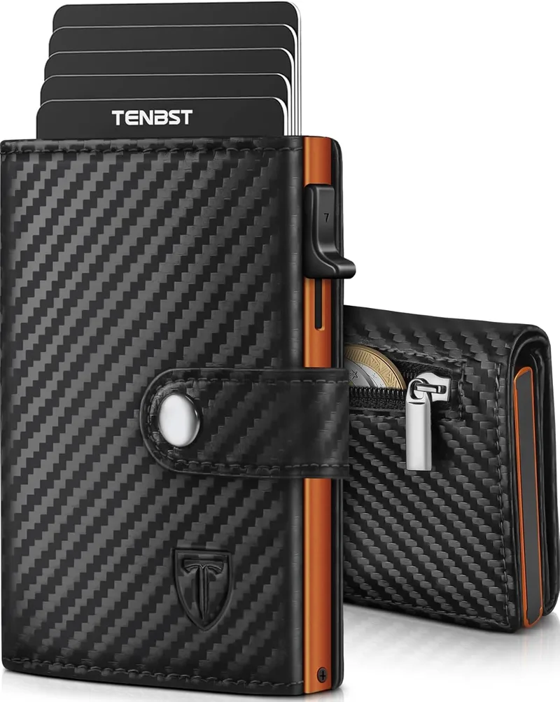 TENBST ▫️ Carteiras para Homem - Porta-cartões para homem com porta-moedas e bloqueio RFID
