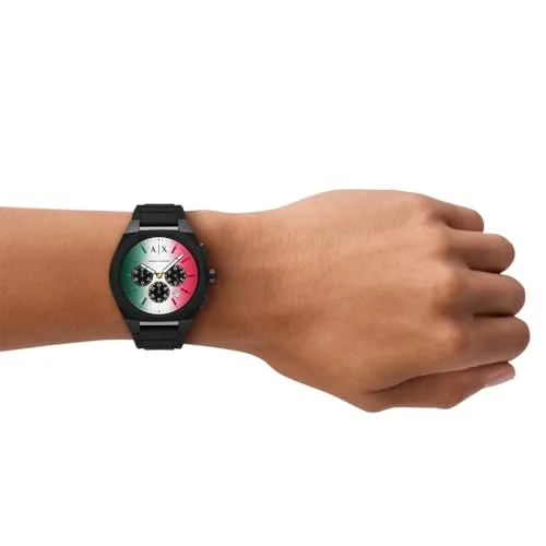 Armani Exchange ▫️ Relógio para homem, movimento cronógrafo de quartzo e caixa de 44 mm com bracelete em poliuretano 2