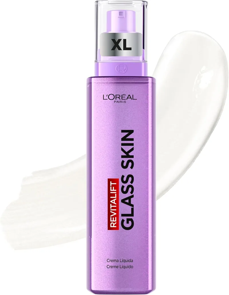 L'Oreal Paris ▫️ L'Oréal Paris Revitalift Filler Creme Líquido Pele de Vidro, Ácido Hialurónico e Vitamina Cg, Efeito Pele de Vidro, Hidrata até 100H, Suaviza as Linhas e Encolhe, Inspirado nos cosméticos coreanos, 70ml XL