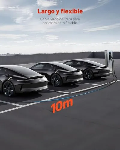 VEVOR ▫️ Cabo de carregamento para veículos elétricos, 32 A, 10 m, máx. 22 kW, extensão, compatível com carregadores de veículos elétricos Tipo 2, trifásico CA 480 V 50 Hz, IP65, com bolsa de transporte 3