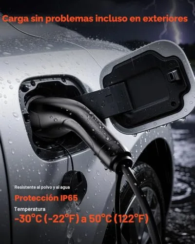 VEVOR ▫️ Cabo de carregamento para veículos elétricos, 32 A, 10 m, máx. 22 kW, extensão, compatível com carregadores de veículos elétricos Tipo 2, trifásico CA 480 V 50 Hz, IP65, com bolsa de transporte 6