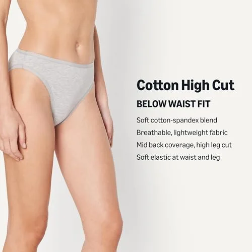 Amazon Essentials ▫️ Cuecas tipo slip em algodão e elastano, de perna alta, respiráveis, para mulher, embalagens múltiplas 2