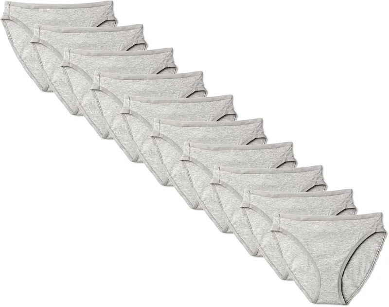 Amazon Essentials ▫️ Cuecas tipo biquíni de cintura alta, elásticas, em algodão, para mulher, embalagem com várias unidades