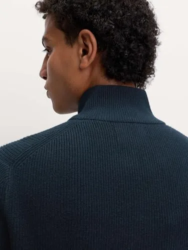 Marks & Spencer ▫️ Camisola canelada com meio fecho para homem mistura de algodão 4