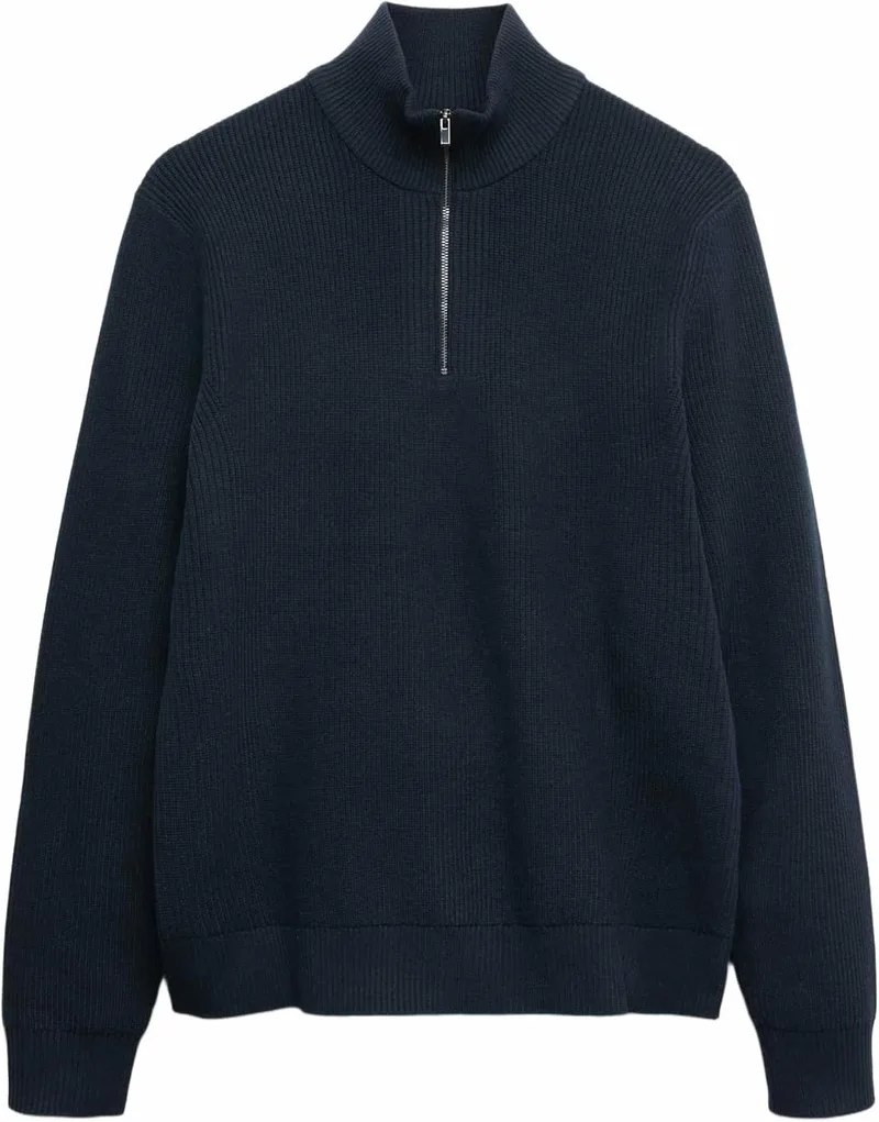 Marks & Spencer ▫️ Camisola canelada com meio fecho para homem mistura de algodão