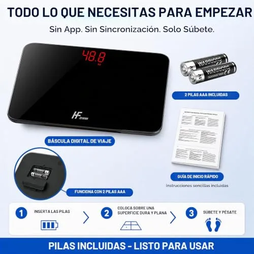 HomeFashion ▫️ HFitness Balança de casa de banho de viagem para medição do peso corporal Balança digital portátil com ecrã LED vermelho de alta precisão Capacidade de 180 kg 28 x 18 cm Preta 2