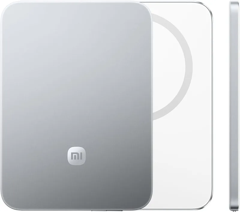 Xiaomi ▫️ Ultrathin Magnetic Power Bank 5000 mAh 15 W, compatível com MagSafe para iPhone – Bateria externa ultrafina e leve com carregamento sem fios, compatível com iPhone 17/16/15/14/13/12, Gletscher Silber