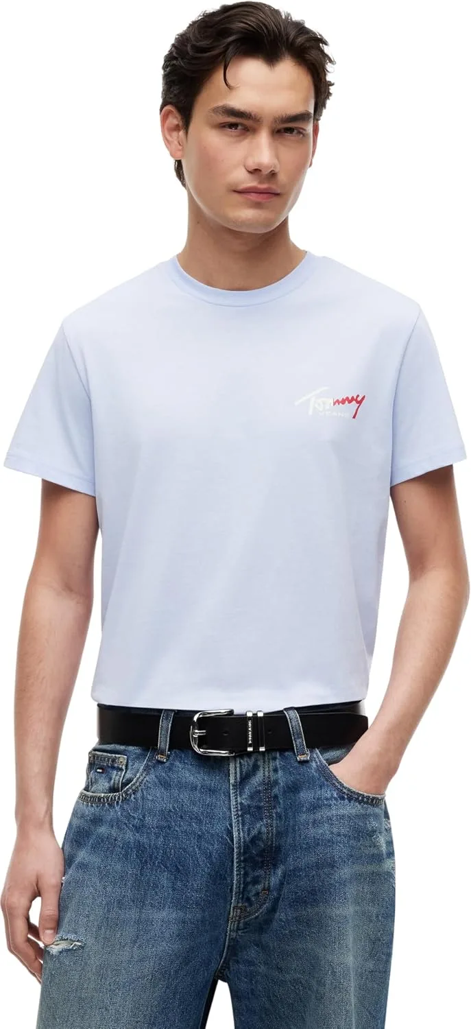 Tommy Jeans ▫️ TJM Slim Sign Chest SS tee Ext Dm0dm22538 Camiseta de manga curta para homem