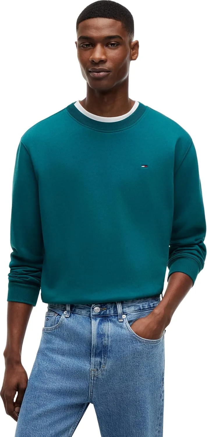 Tommy Jeans ▫️ Camisola de Homem Regular Fit Flag Fleece com Gola Redonda