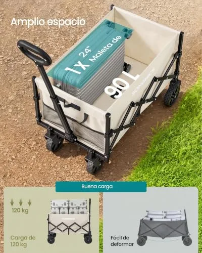 SONGMICS ▫️ Carrinho de jardim dobrável capacidade de carga de 120 kg, 90 L 3