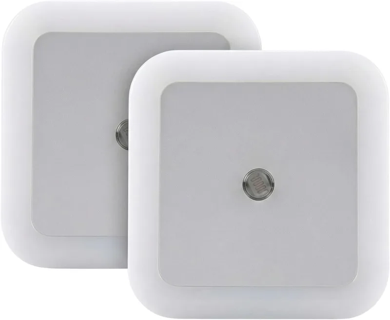 Genérico ▫️ Pacote de 2 luzes nocturnas LED com sensor AUTO CROP - Iluminação inteligente branca 6000K, INSET, BAIXA potência para corredor, casa de banho e quarto