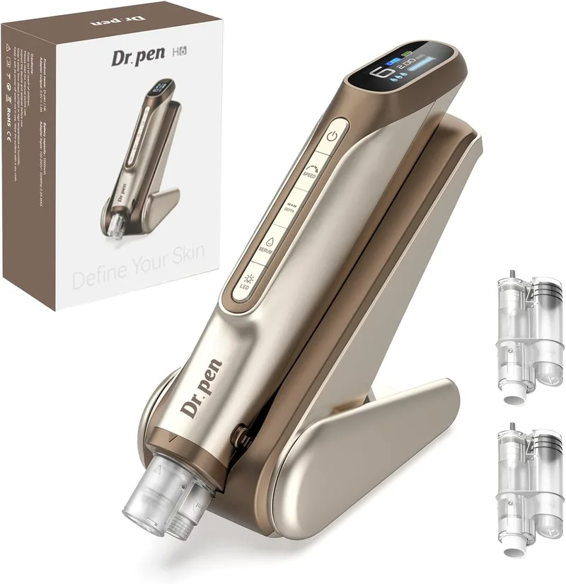 Bestauty ▫️ Dr.pen H6 Microneedling Pen - Último modelo 2026 | 0-2,0mm ajustável, 6 velocidades, controlada por chip, bateria com capacidade máxima de 1000 mAh, ideal para salões de beleza e uso doméstico (Ouro)