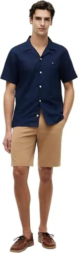 Tommy Hilfiger ▫️ Camisa de manga curta para homem em mistura de linho, cor sólida, SS RF Sht Mw0mw44266 4