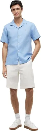 Tommy Hilfiger ▫️ Linen Blend Solid SS RF Sht Mw0mw44266 Camisa de manga curta para homem 4