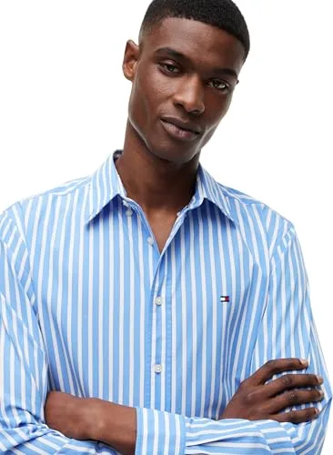 Tommy Hilfiger ▫️ Flex Poplin Seasonal Stripe Sht Mw0mw43315 Camisa de manga comprida para homem 4