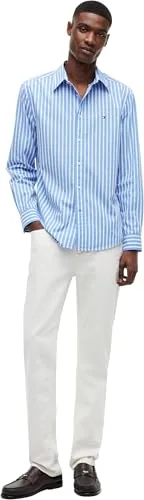 Tommy Hilfiger ▫️ Flex Poplin Seasonal Stripe Sht Mw0mw43315 Camisa de manga comprida para homem 5