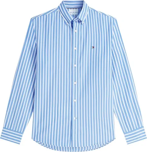 Tommy Hilfiger ▫️ Flex Poplin Seasonal Stripe Sht Mw0mw43315 Camisa de manga comprida para homem 6
