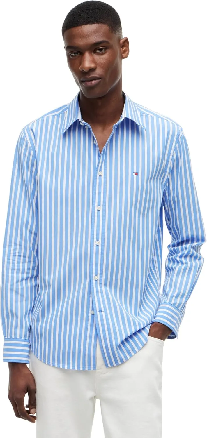 Tommy Hilfiger ▫️ Flex Poplin Seasonal Stripe Sht Mw0mw43315 Camisa de manga comprida para homem