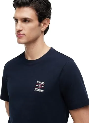 Tommy Hilfiger ▫️ Conjunto de 2 T-shirts com Estampado no Peito, Reg, Mw0mw45091, T-shirt de manga curta para homem 4