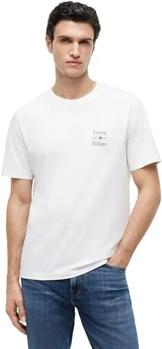 Tommy Hilfiger ▫️ Conjunto de 2 T-shirts com Estampado no Peito, Reg, Mw0mw45091, T-shirt de manga curta para homem 6