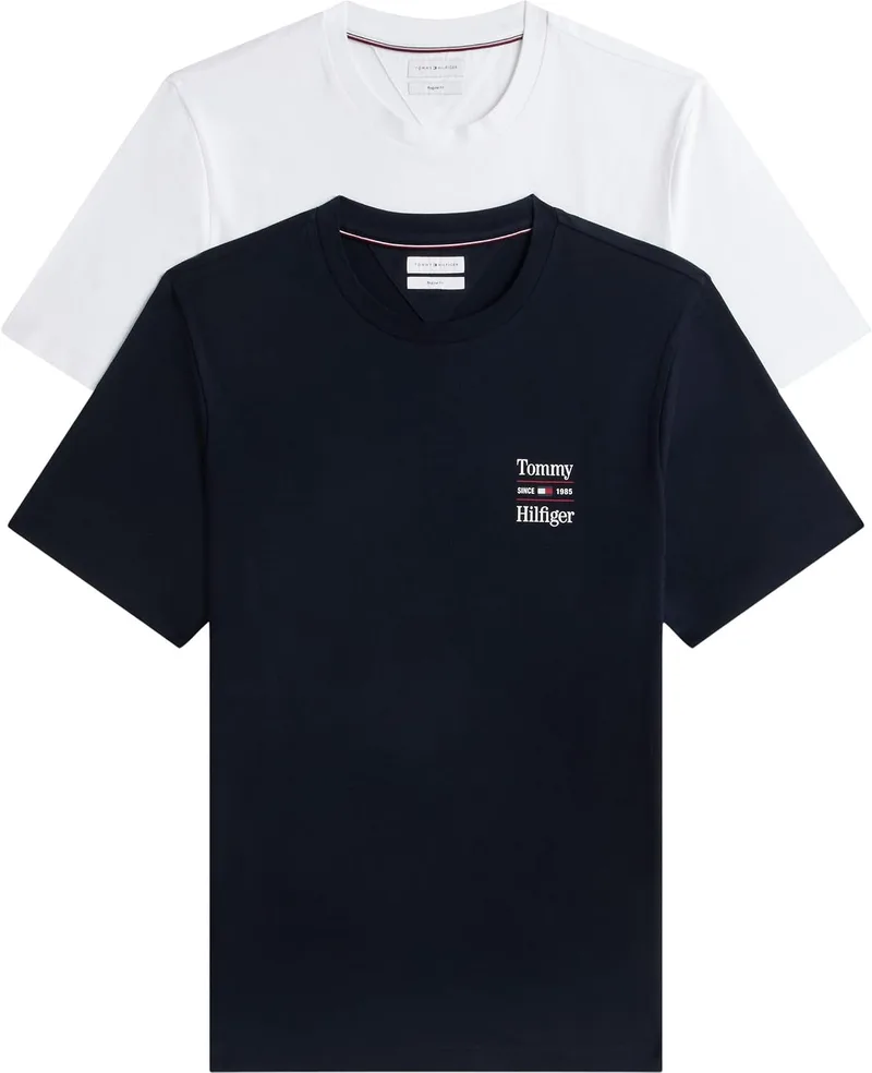 Tommy Hilfiger ▫️ Conjunto de 2 T-shirts com Estampado no Peito, Reg, Mw0mw45091, T-shirt de manga curta para homem