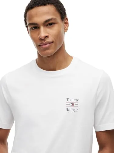 Tommy Hilfiger ▫️ Conjunto de 2 T-shirts com Estampado no Peito, Reg, Mw0mw45091, T-shirt de manga curta para homem 4