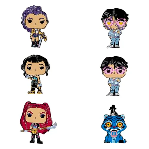 Funko ▫️ Loungefly - KPop Demon Hunters - Pins esmaltados numa caixa surpresa - 1 de 6 personagens: Jinu, Rumi, Zoey, Mira, Derpy - Possibilidade de obter uma variante rara: Jinu com marcas demoníacas brilhantes 2
