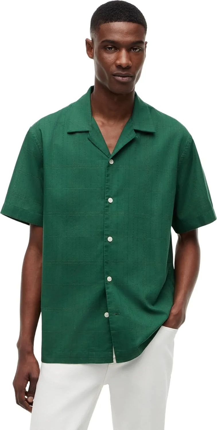 Tommy Hilfiger ▫️ Camisa Open Structure Windowpane Mw0mw43450 de manga comprida para homem (pacote de 1)