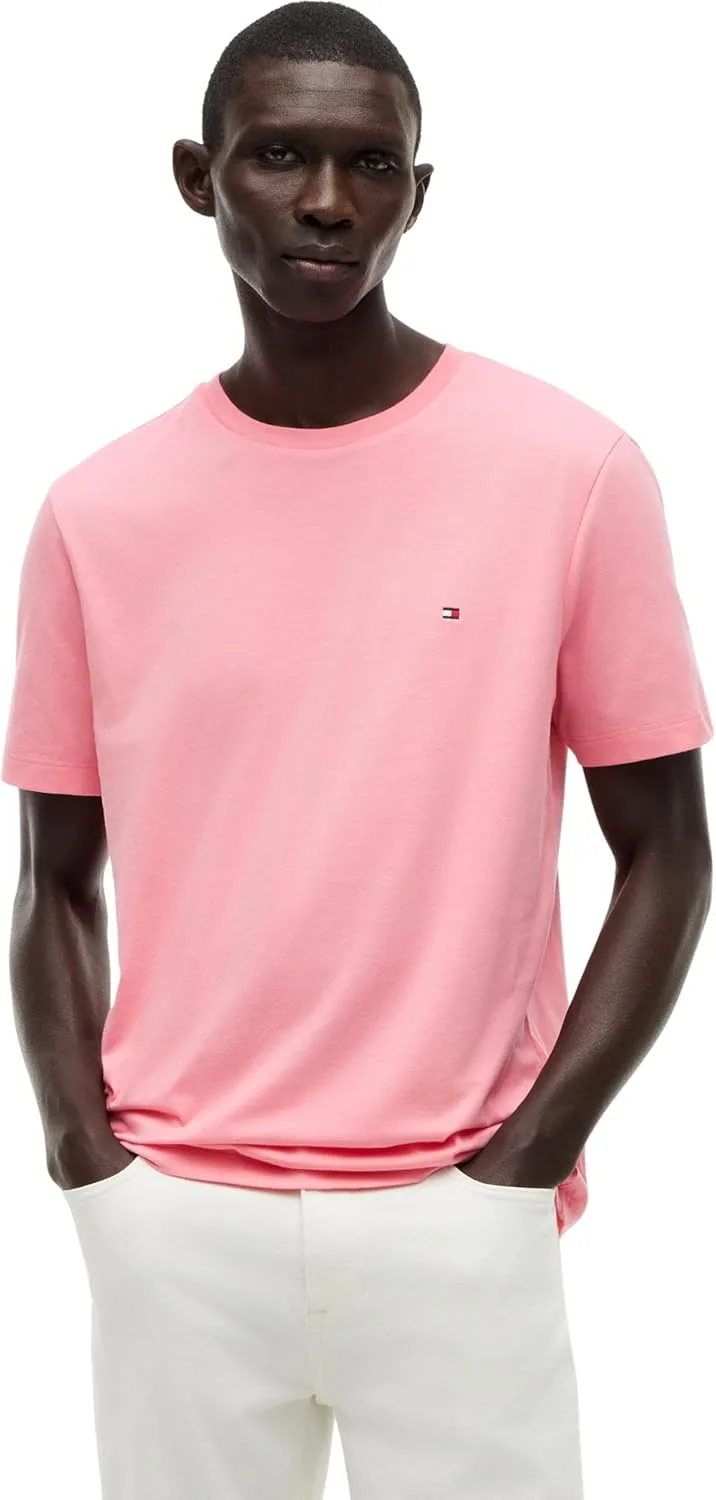 Tommy Hilfiger ▫️ T-Shirt de manga curta para homem T-shirt sazonal sólida com gola redonda