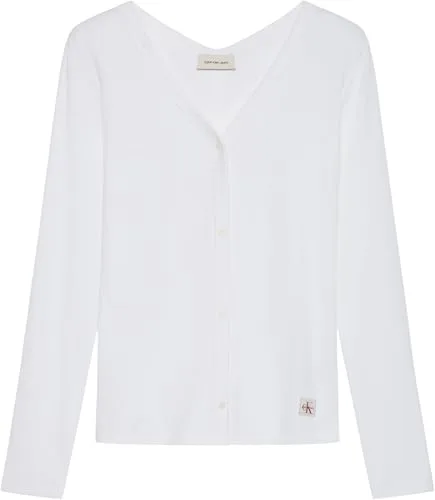 Calvin Klein ▫️ LS Woven Label Baby Rib Button F Lv047g207g Outras blusas para mulher 6