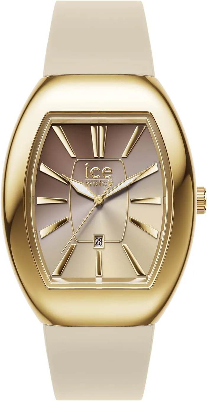 ICE-WATCH ▫️ Ice Boliday Women Dome Steel Almond Skin Metal - Relógio dourado para mulher com bracelete em silicone - 025174 (Pequeno)