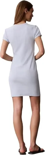 Calvin Klein ▫️ SS Monólogo Baby Rib Mini Vestido Lv047f241g Vestidos para Mulher 2