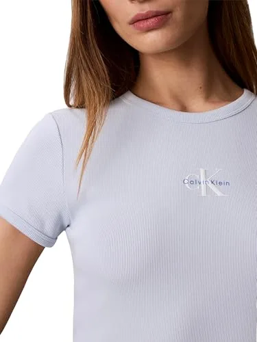 Calvin Klein ▫️ SS Monólogo Baby Rib Mini Vestido Lv047f241g Vestidos para Mulher 3