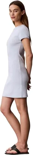 Calvin Klein ▫️ SS Monólogo Baby Rib Mini Vestido Lv047f241g Vestidos para Mulher 4