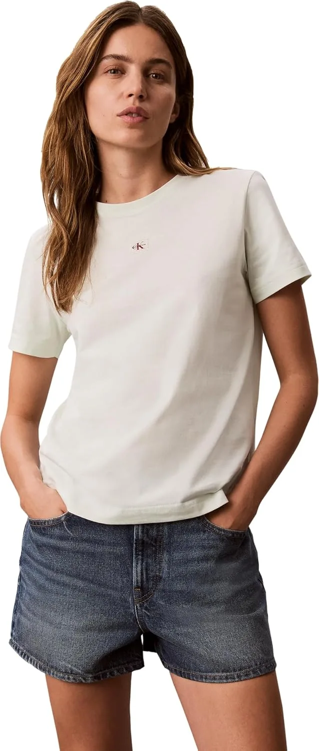 Calvin Klein ▫️ Camisola SS Woven Label Classic Fit Lv047f227g para mulher