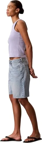 Calvin Klein ▫️ Camisola de alças para mulher Woven Label Cotton Rib com logótipo 5