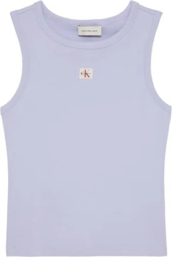 Calvin Klein ▫️ Camisola de alças para mulher Woven Label Cotton Rib com logótipo 6