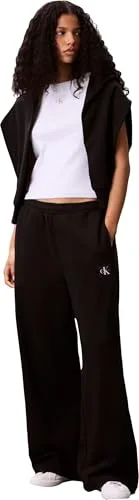 Calvin Klein ▫️ Calças de fato de treino para mulher em French Terry com emblema e logótipo, em algodão, Preto (Black), XXL 4