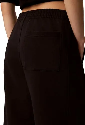 Calvin Klein ▫️ Calças de fato de treino para mulher em French Terry com emblema e logótipo, em algodão, Preto (Black), XXL 6
