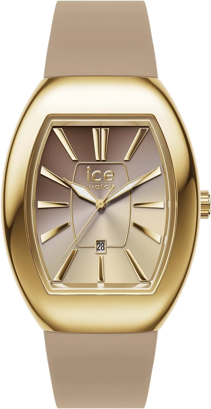 ICE-WATCH ▫️ Ice Boliday Women Dome Steel Warm Taupe Metal - Relógio dourado para mulher com bracelete em silicone - 025175 (Pequeno)