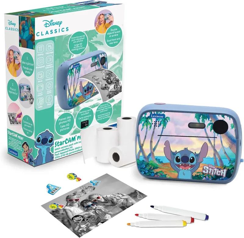 LEXIBOOK ▫️ Disney Stitch, Câmara StarCAM Print, DJ150DLXB