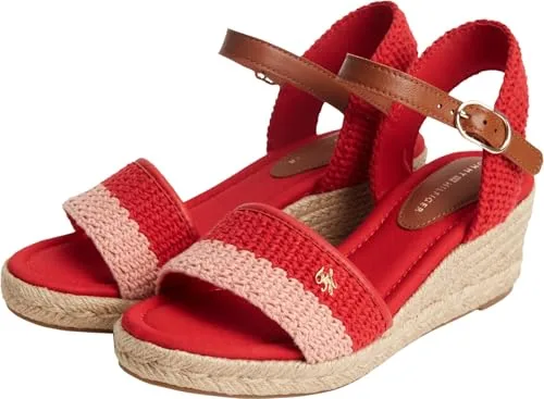 Tommy Hilfiger ▫️ Th Mid Espad Wedge Crochet Fw0fw09516 Sandálias de salto alto para mulher 3