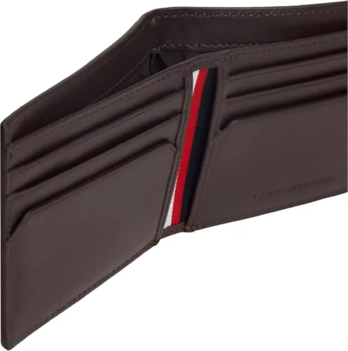 Tommy Hilfiger ▫️ Carteira para homem, modelo Central Mini, em pele, castanha (Coffee Bean), tamanho único 5