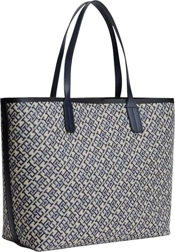 Tommy Hilfiger ▫️ Mala Tote para Mulher Icon Jacquard com padrão monograma, Multicolorida (Blue Mono), Tamanho Único 2