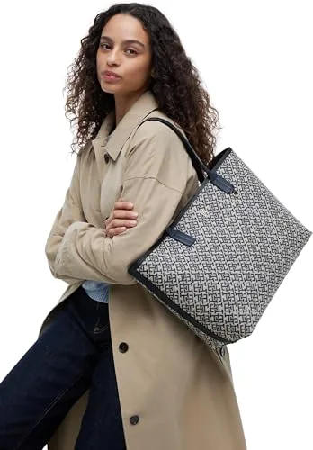 Tommy Hilfiger ▫️ Mala Tote para Mulher Icon Jacquard com padrão monograma, Multicolorida (Blue Mono), Tamanho Único 3